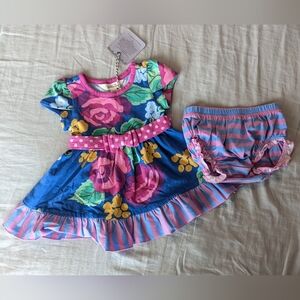 Matilda Jane Blue Floral Dress with Pink & Yellow Accents